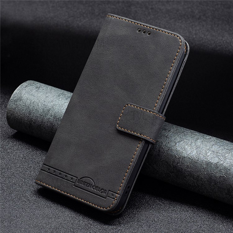 BINFEN COLOR Drop-resistant Phone Case Flip Design RFID Blocking Leather Stand Wallet Phone Cover Protector for Google Pixel 6 - Black-6