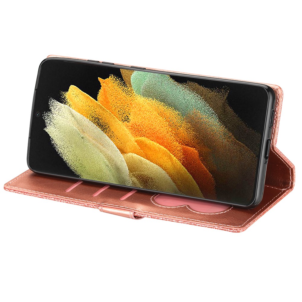 Glitter Sequins Magnetic Clasp Well-protected Anti-shock Zipper Pocket Wallet Flip Leather Phone Cover with Stand for Google Pixel 6 - Rose Gold-5