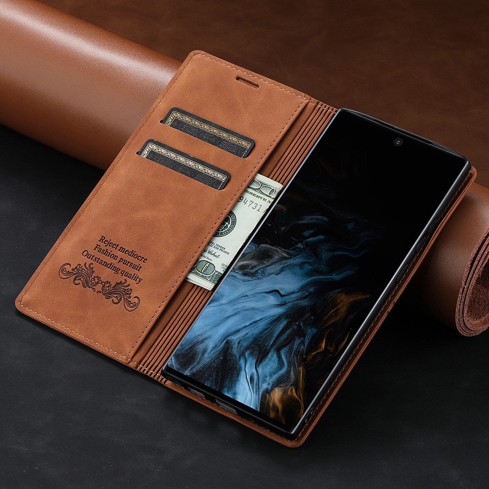 Scratch Resistant Fantasy Scratch Resistant Leather Phone Wallet Cover Shell with Auto-absorbed for Google Pixel 6 Pro - Brown-10