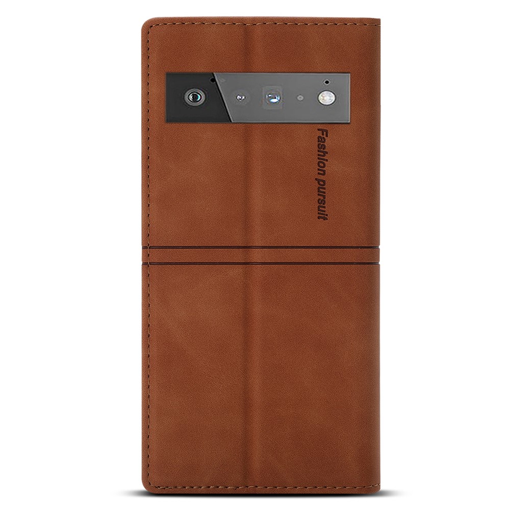 Scratch Resistant Fantasy Scratch Resistant Leather Phone Wallet Cover Shell with Auto-absorbed for Google Pixel 6 Pro - Brown-3