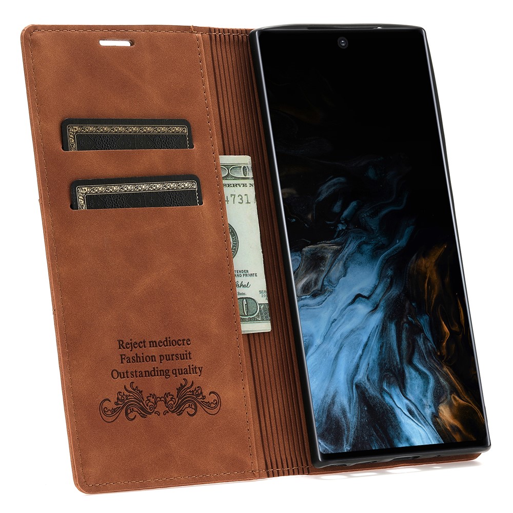 Scratch Resistant Fantasy Scratch Resistant Leather Phone Wallet Cover Shell with Auto-absorbed for Google Pixel 6 Pro - Brown-4