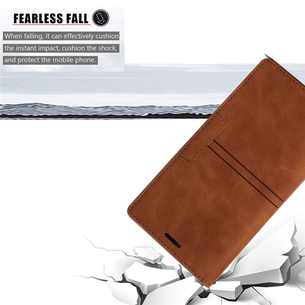 Scratch Resistant Fantasy Scratch Resistant Leather Phone Wallet Cover Shell with Auto-absorbed for Google Pixel 6 Pro - Brown-7