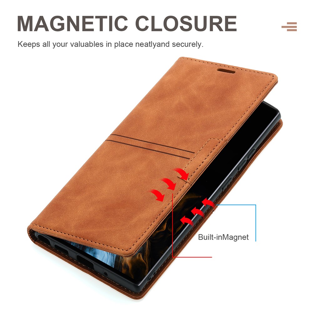 Scratch Resistant Fantasy Scratch Resistant Leather Phone Wallet Cover Shell with Auto-absorbed for Google Pixel 6 Pro - Brown-8