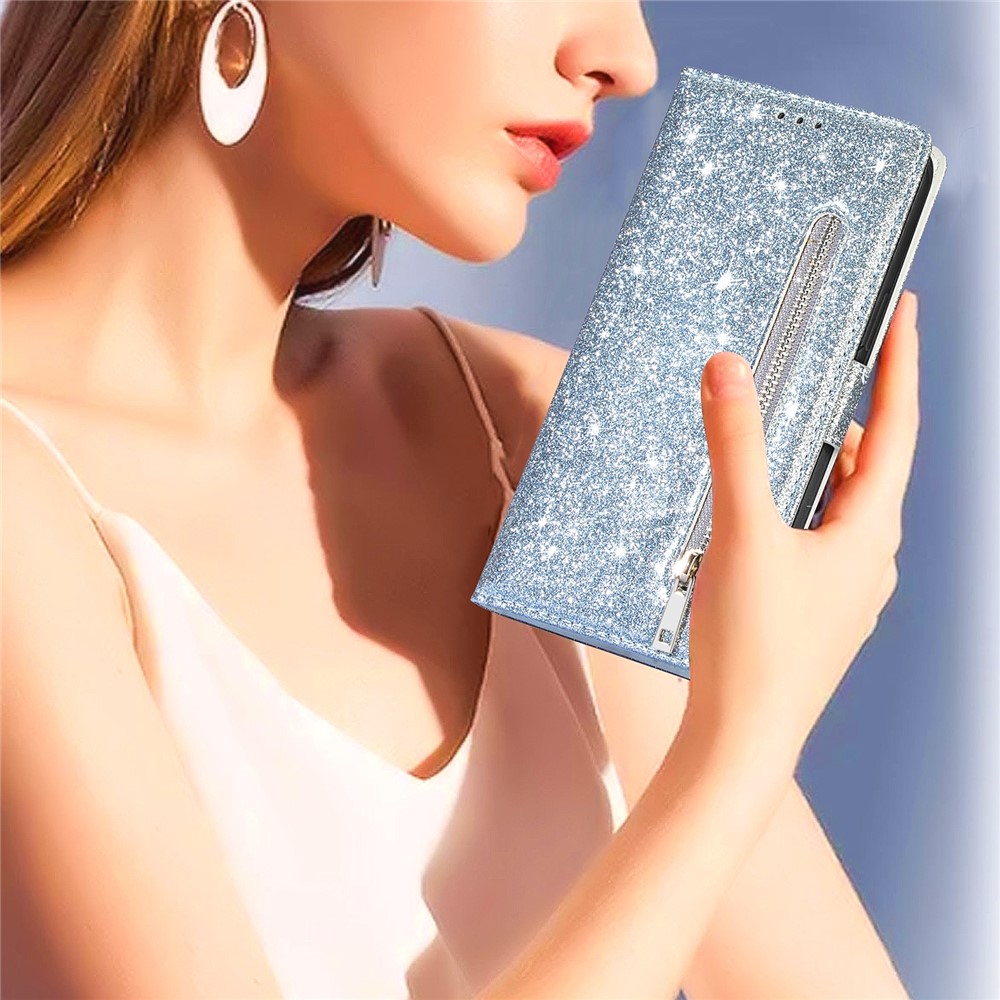 Glitter Sequins Stylish Anti-fall Magnetic Clasp Zipper Pocket Flip Leather Phone Cover with Wallet and Stand for Google Pixel 6 Pro - Silver-6