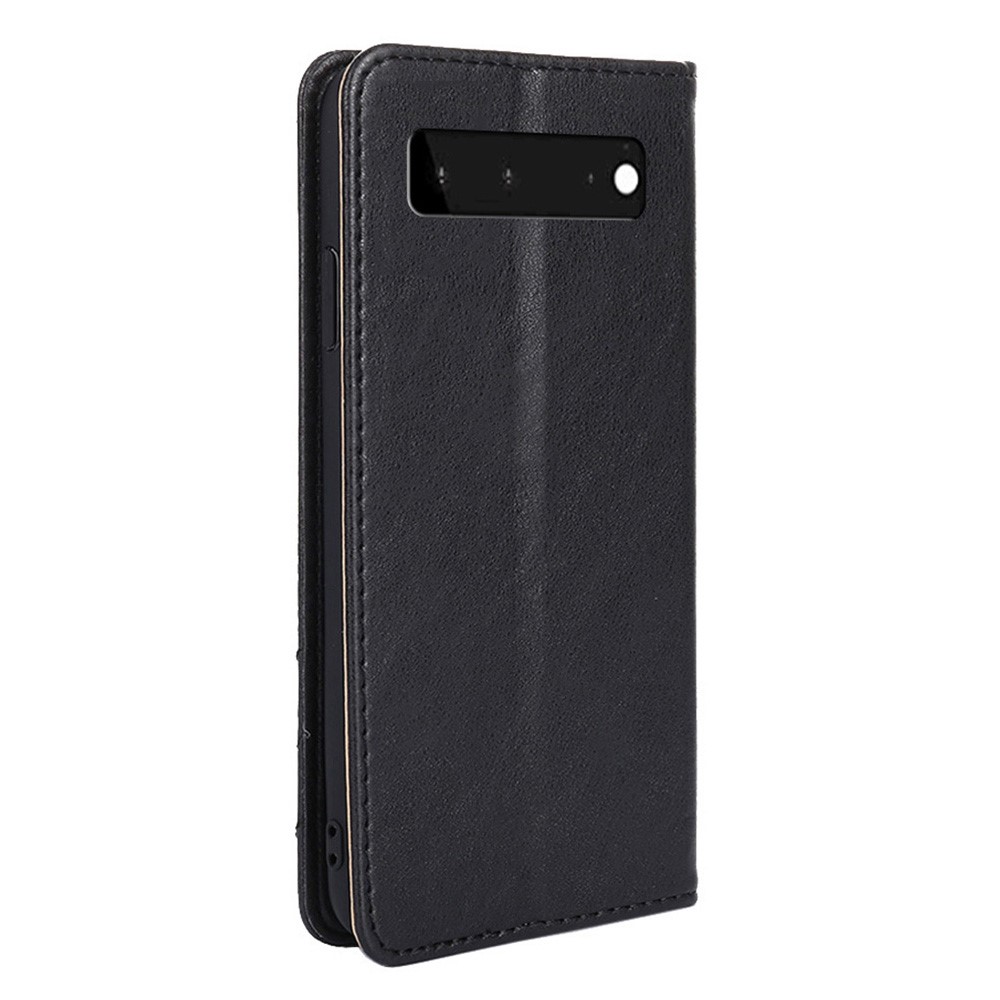 Triangle Stitching Line Retro Full Protection PU Leather Stand Wallet Flip Phone Cover Shell for Google Pixel 6 - Black-3