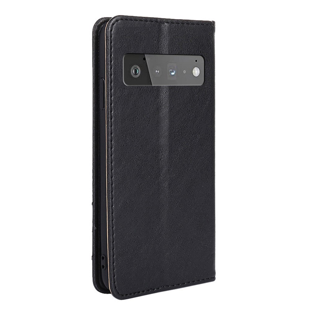 Triangle Stitching Line Retro All-round Protection Anti-drop PU Leather Wallet Flip Phone Cover with Stand for Google Pixel 6 Pro - Black-3