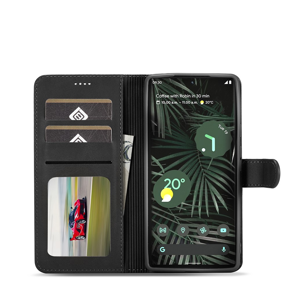 LC.IMEEKE PU Leather Wallet Stand Flip Shockproof Protective Cover for Google Pixel 6 - Black-4
