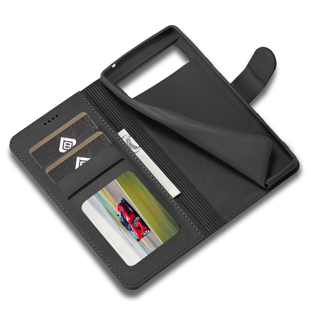 LC.IMEEKE PU Leather Wallet Stand Flip Shockproof Protective Cover for Google Pixel 6 - Black-9