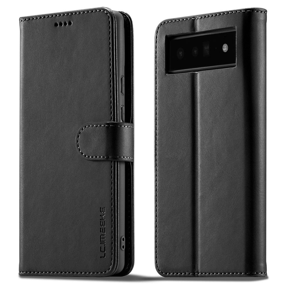 LC.IMEEKE Folio Stand PU Leather Wallet Flip Protective Phone Case Cover for Google Pixel 6 Pro - Black-1