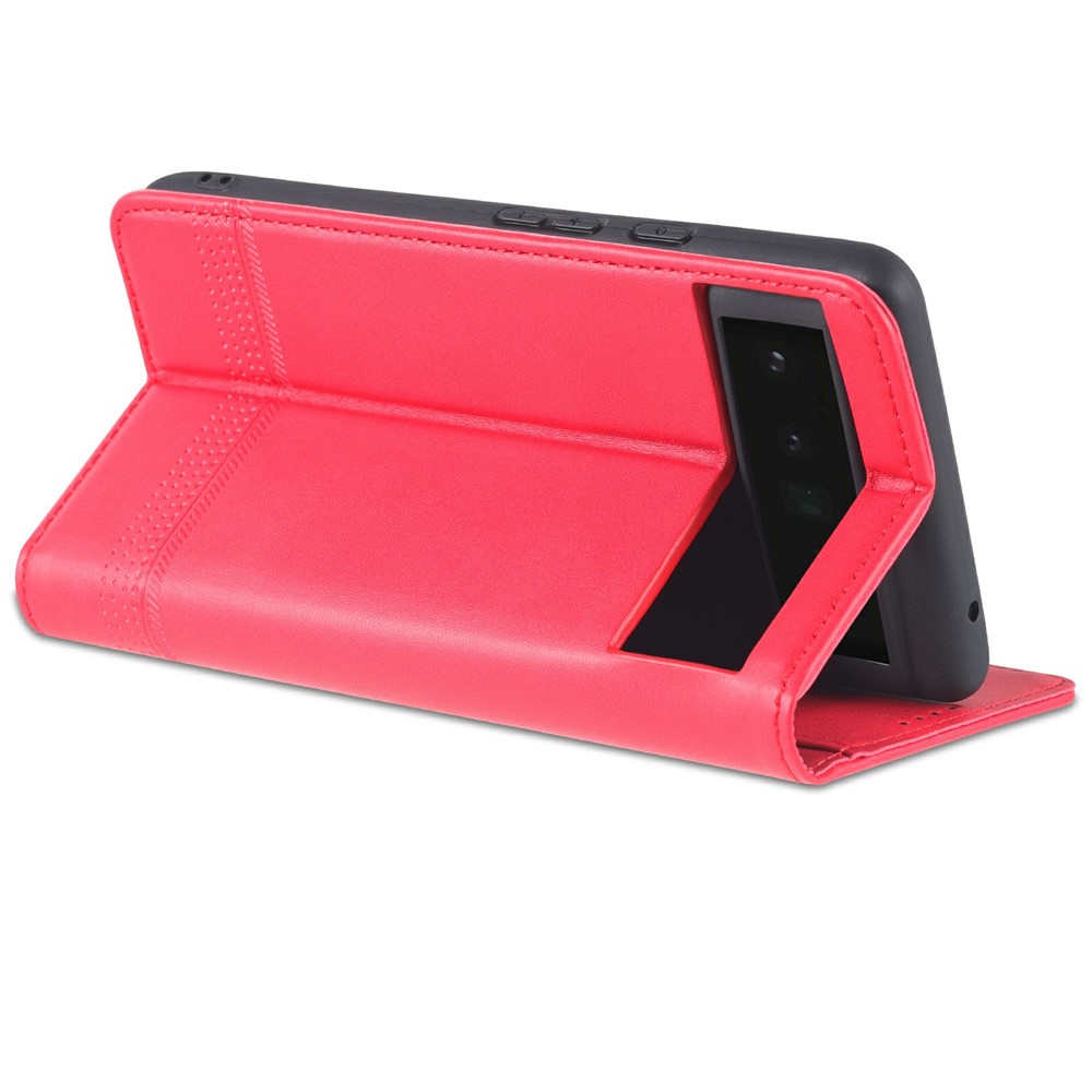 AZNS Smooth Wallet Design High-quality PU Leather Shockproof Phone Cover Case for Google Pixel 6 Pro - Red-5