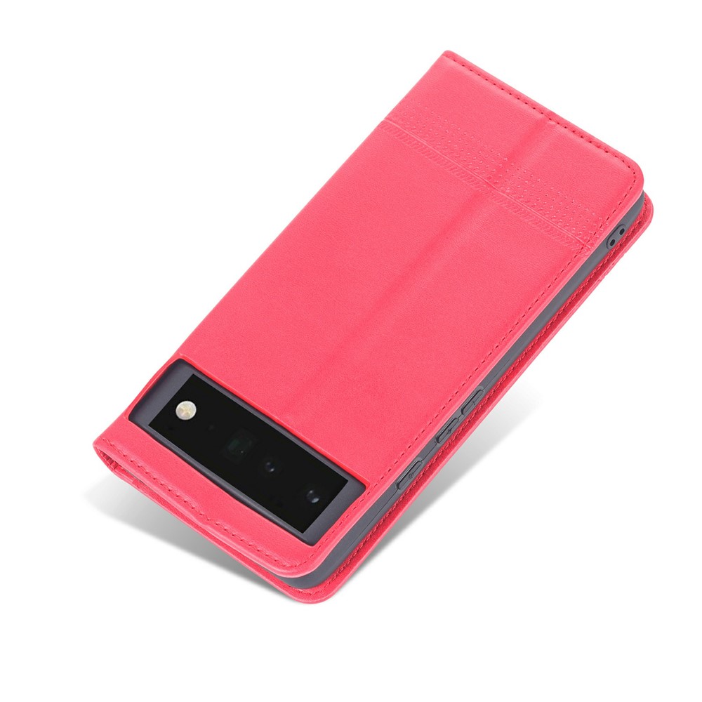 AZNS Smooth Wallet Design High-quality PU Leather Shockproof Phone Cover Case for Google Pixel 6 Pro - Red-9