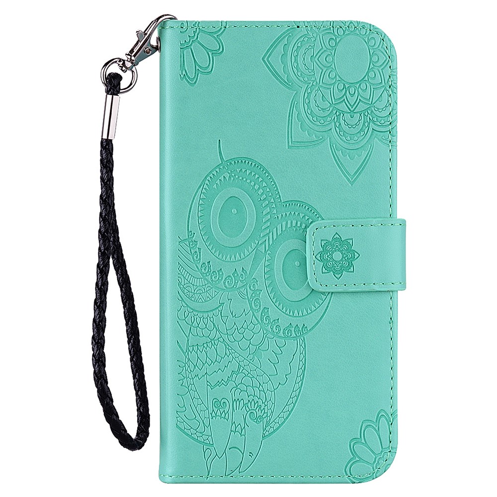 For Google Pixel 6 Shockproof PU Leather+TPU Flip Phone Case Stylish Imprinted Owl Flower Pattern Wallet Shell - Cyan-2
