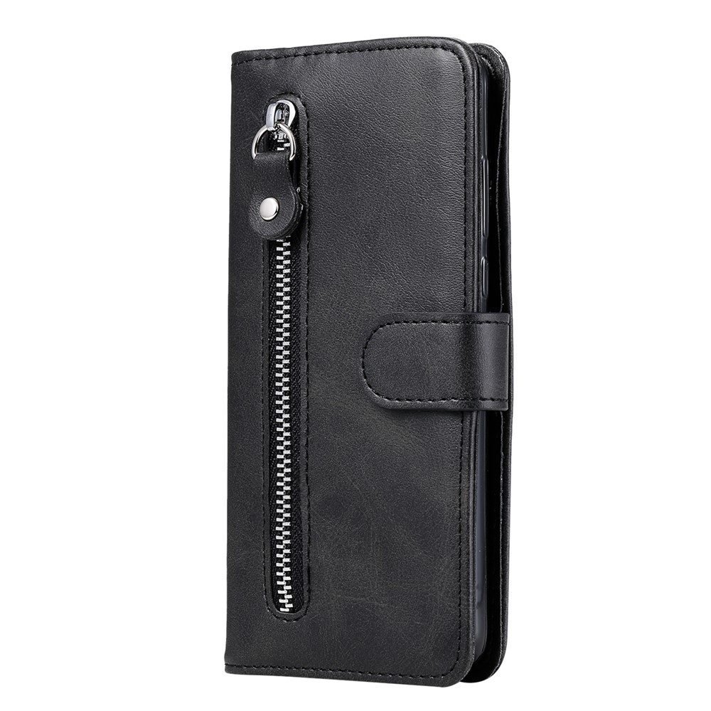 PU Leather Zippered Pocket Phone Case Coin Wallet Stand Folding Case for Google Pixel 6 Pro - Black-3