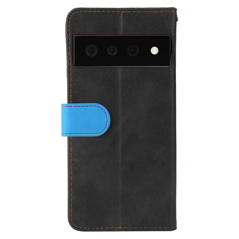Business Style Splicing Dual-color Magnetic Clasp Phone Case Shell with Stand and Wallet for Google Pixel 6 - Blue-3