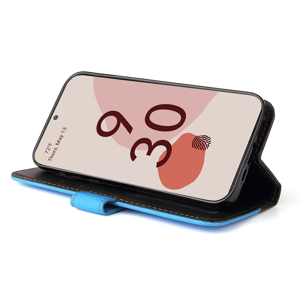 Business Style Splicing Dual-color Magnetic Clasp Phone Case Shell with Stand and Wallet for Google Pixel 6 - Blue-6