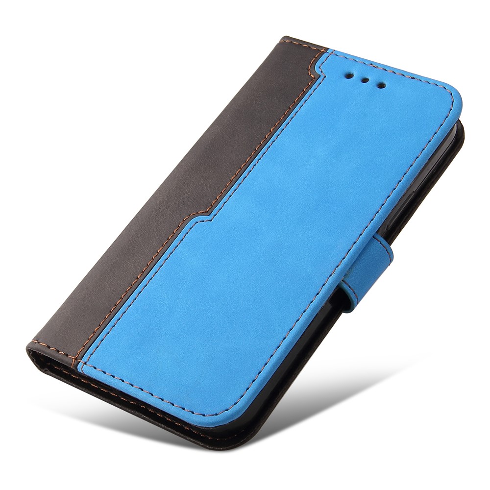 Business Style Splicing Dual-color Magnetic Clasp Phone Case Shell with Stand and Wallet for Google Pixel 6 - Blue-7