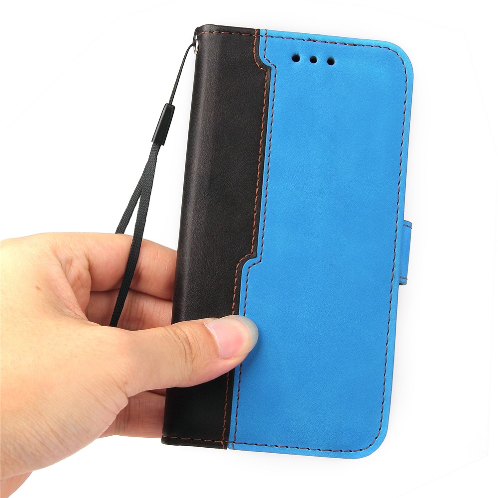 Business Style Splicing Dual-color Magnetic Clasp Phone Case Shell with Stand and Wallet for Google Pixel 6 - Blue-8