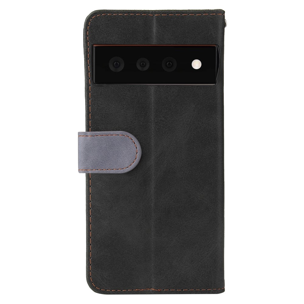Business Style Splicing Dual-color Stand Wallet Design Anti-drop Magnetic Closure Phone Case Shell for Google Pixel 6 Pro - Grey-3