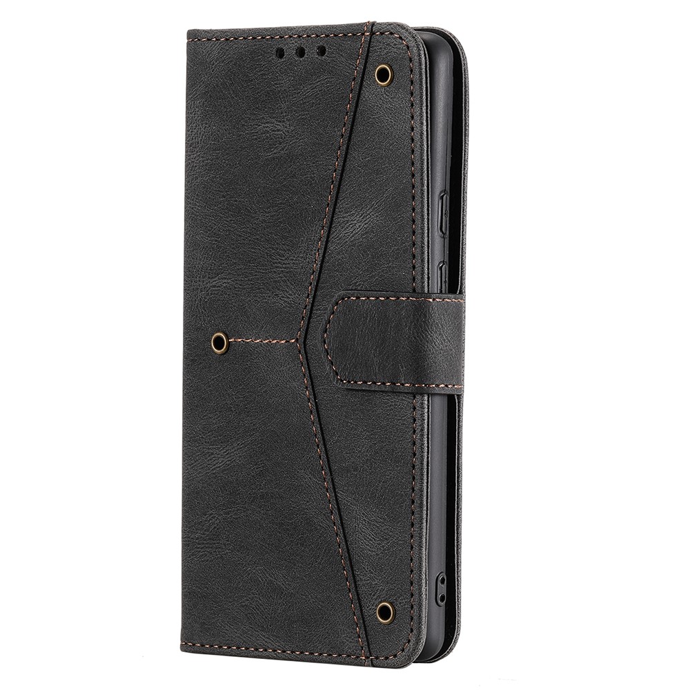 Protective Cover Splicing PU Leather and TPU Phone Flip Case Stitching Skin-touch Stand Wallet for Google Pixel 6 - Black-3