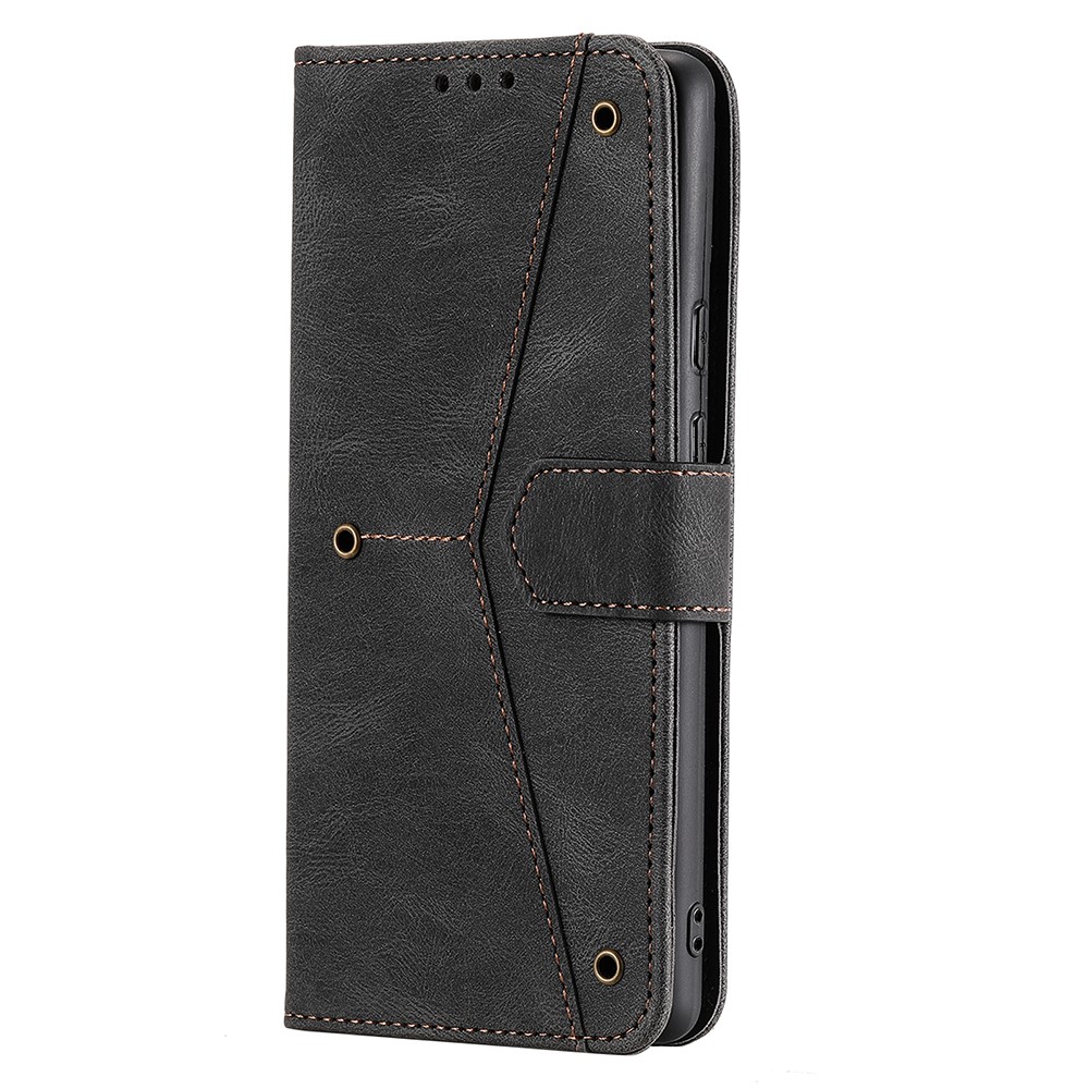 Splicing PU Leather and TPU Phone Flip Case Stitching Skin-touch Stand Wallet Phone Protective Cover for Google Pixel 6 Pro - Black-3