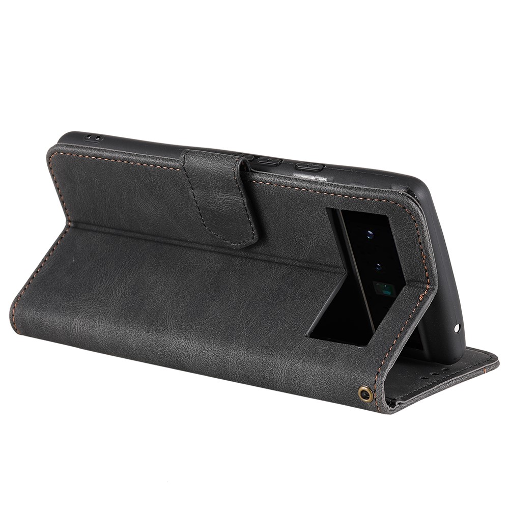 Splicing PU Leather and TPU Phone Flip Case Stitching Skin-touch Stand Wallet Phone Protective Cover for Google Pixel 6 Pro - Black-5
