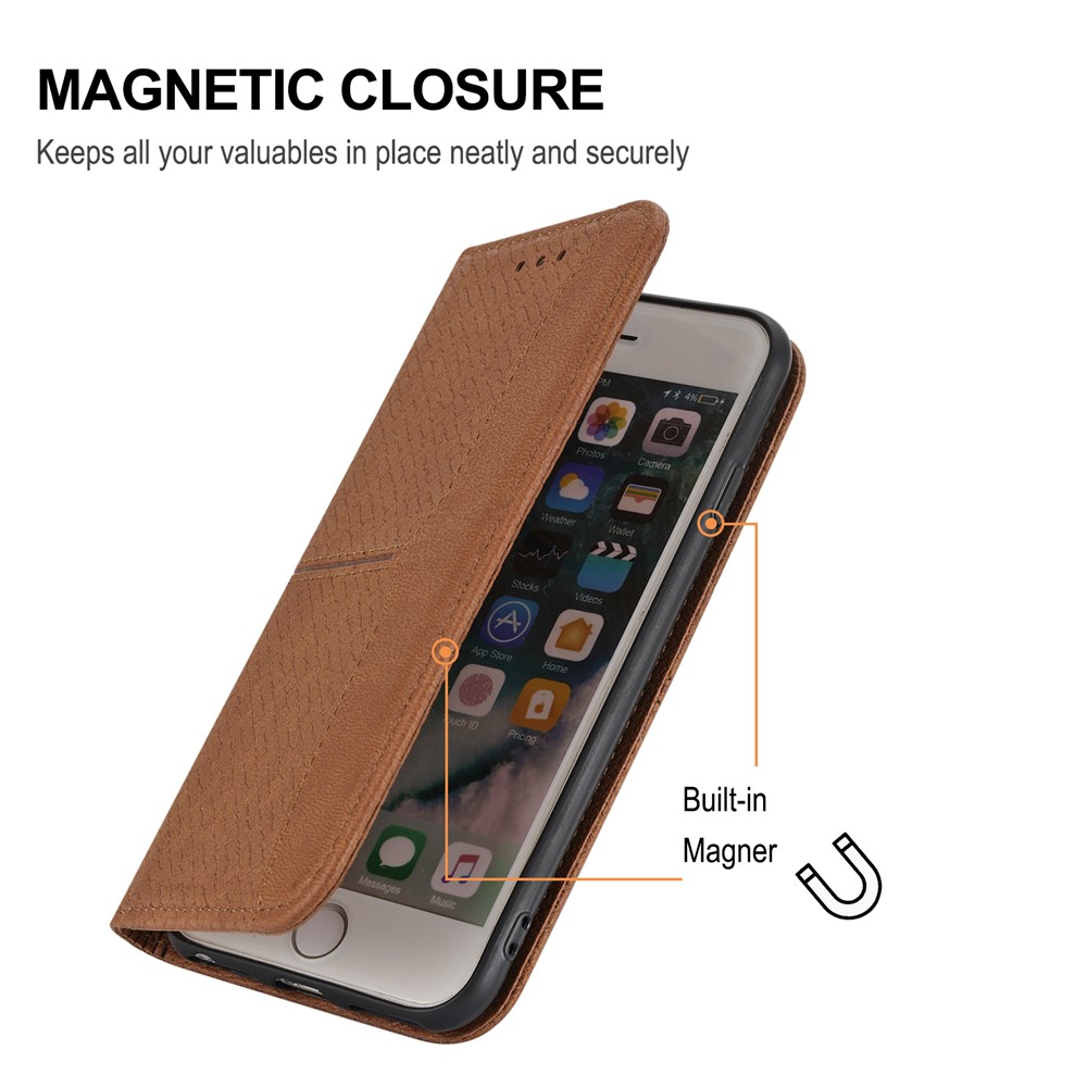 Wallet Design Magnetic Absorption Woven Texture Wrist Strap Leather Cover Case with Stand for Google Pixel 6 - Brown-8