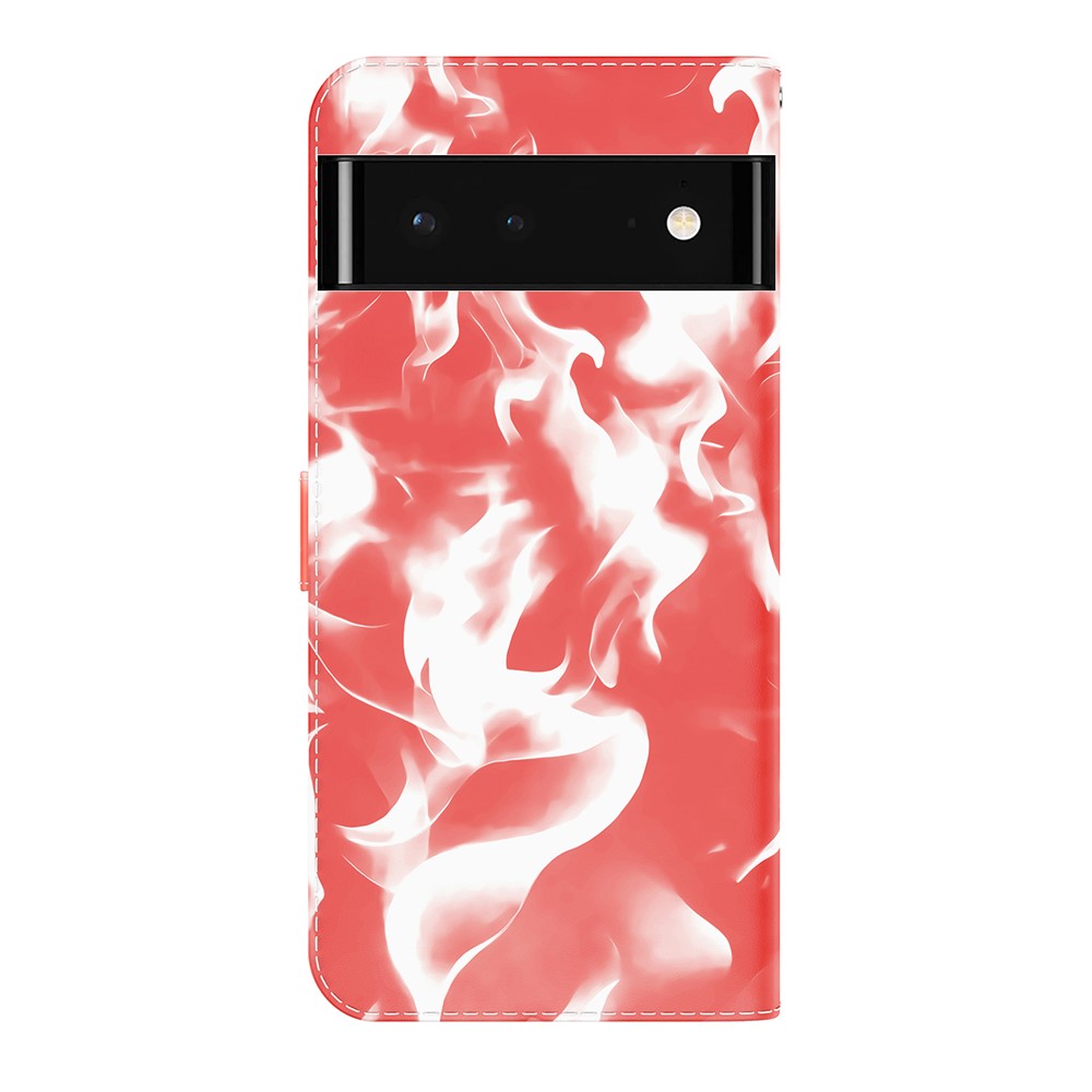 Folio Fog Pattern Printing Phone Cover Stylish PU Leather Magnetic Closure Flip Wallet Phone Case for Google Pixel 6 - Red-3