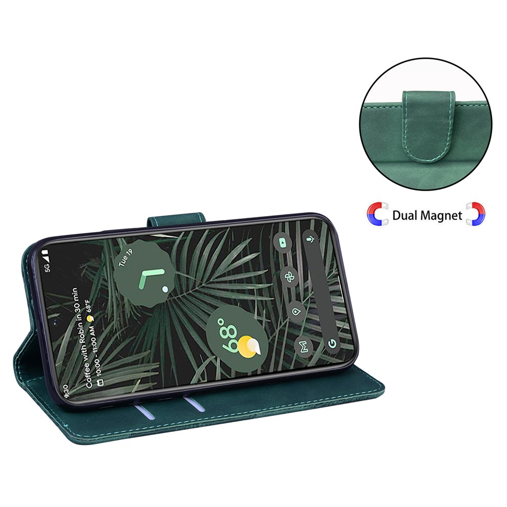 Skin-touch Feeling Butterfly Printing Wallet Stand Full Protection Leather Case Shell for Google Pixel 6 Pro - Green-4