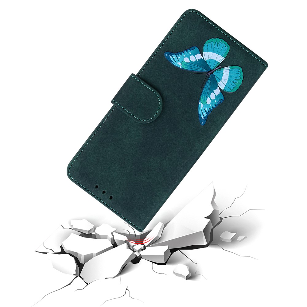 Skin-touch Feeling Butterfly Printing Wallet Stand Full Protection Leather Case Shell for Google Pixel 6 Pro - Green-7
