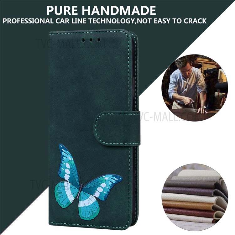 Skin-touch Feeling Butterfly Printing Wallet Stand Full Protection Leather Case Shell for Google Pixel 6 Pro - Green-9
