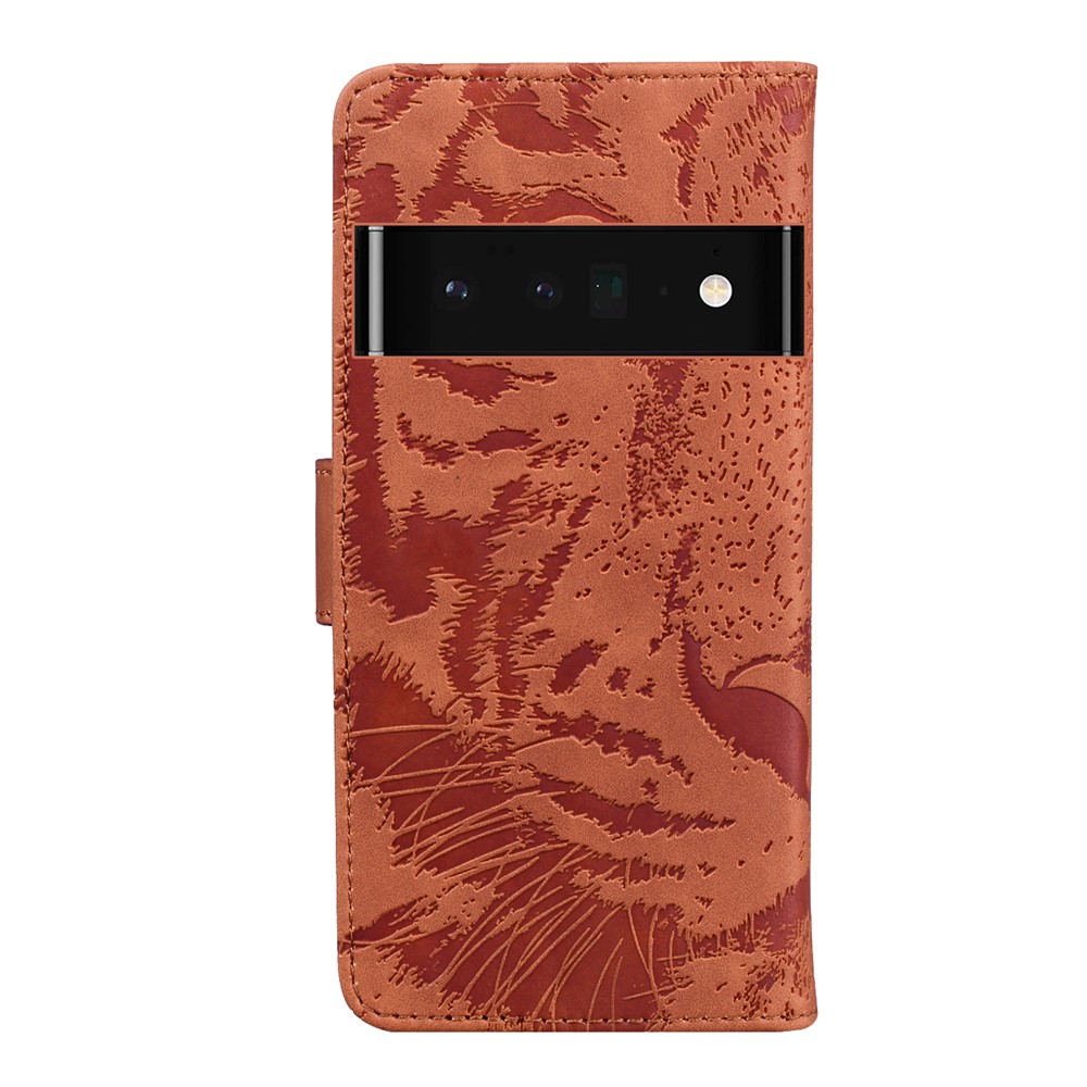 Tiger Imprinted PU Leather Phone Flip Case Cover with Wallet Stand for Google Pixel 6 Pro - Brown-3