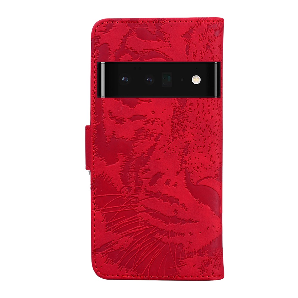Tiger Pattern Imprinted PU Leather Wallet Stand Phone Flip Case Shell for Google Pixel 6 - Red-3