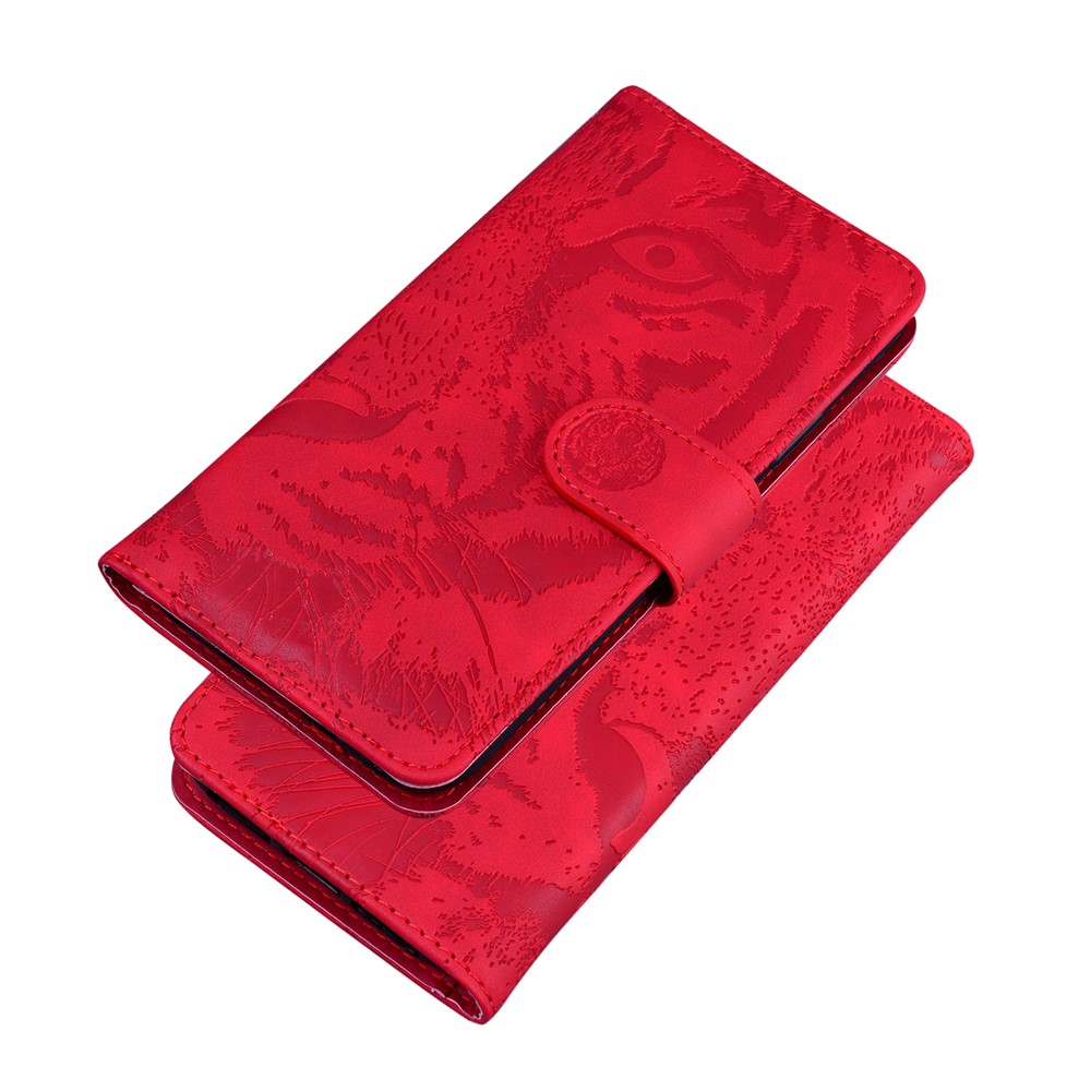 Tiger Pattern Imprinted PU Leather Wallet Stand Phone Flip Case Shell for Google Pixel 6 - Red-7