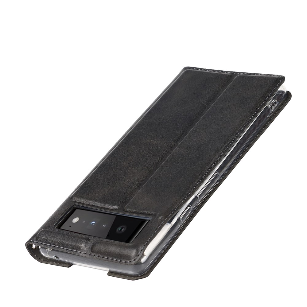 PU Leather Full Protection Card Holder Phone Cover Stand Case with Lanyard for Google Pixel 6 Pro - Black-7