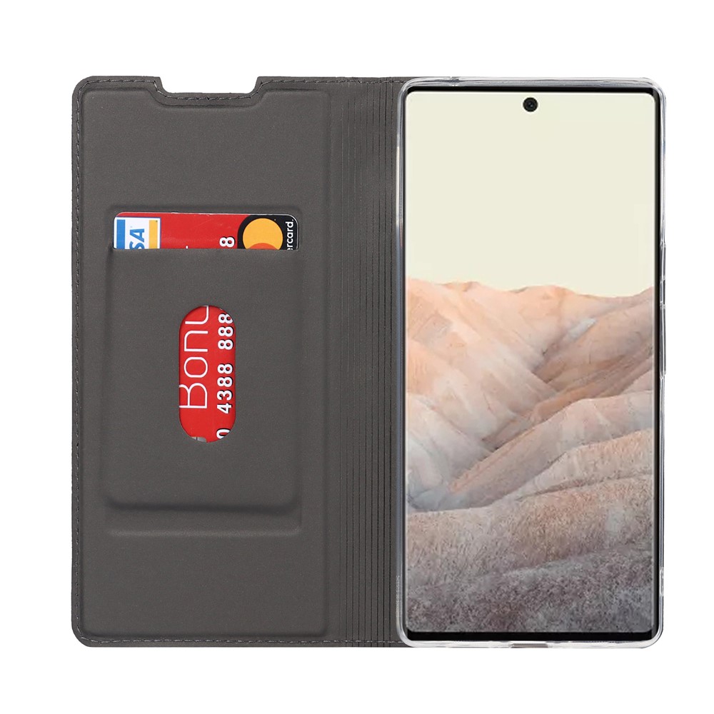 PU Leather Card Holder Design Light Slim Protective Phone Case with Stand for Google Pixel 6 Pro - Black-4