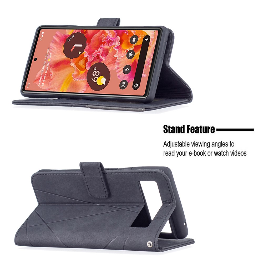 Imprinted Butterfly Pattern PU Leather Case Dual-sided Magnetic Clasp Wallet Stand Cover with Strap for Google Pixel 6 - Black-2