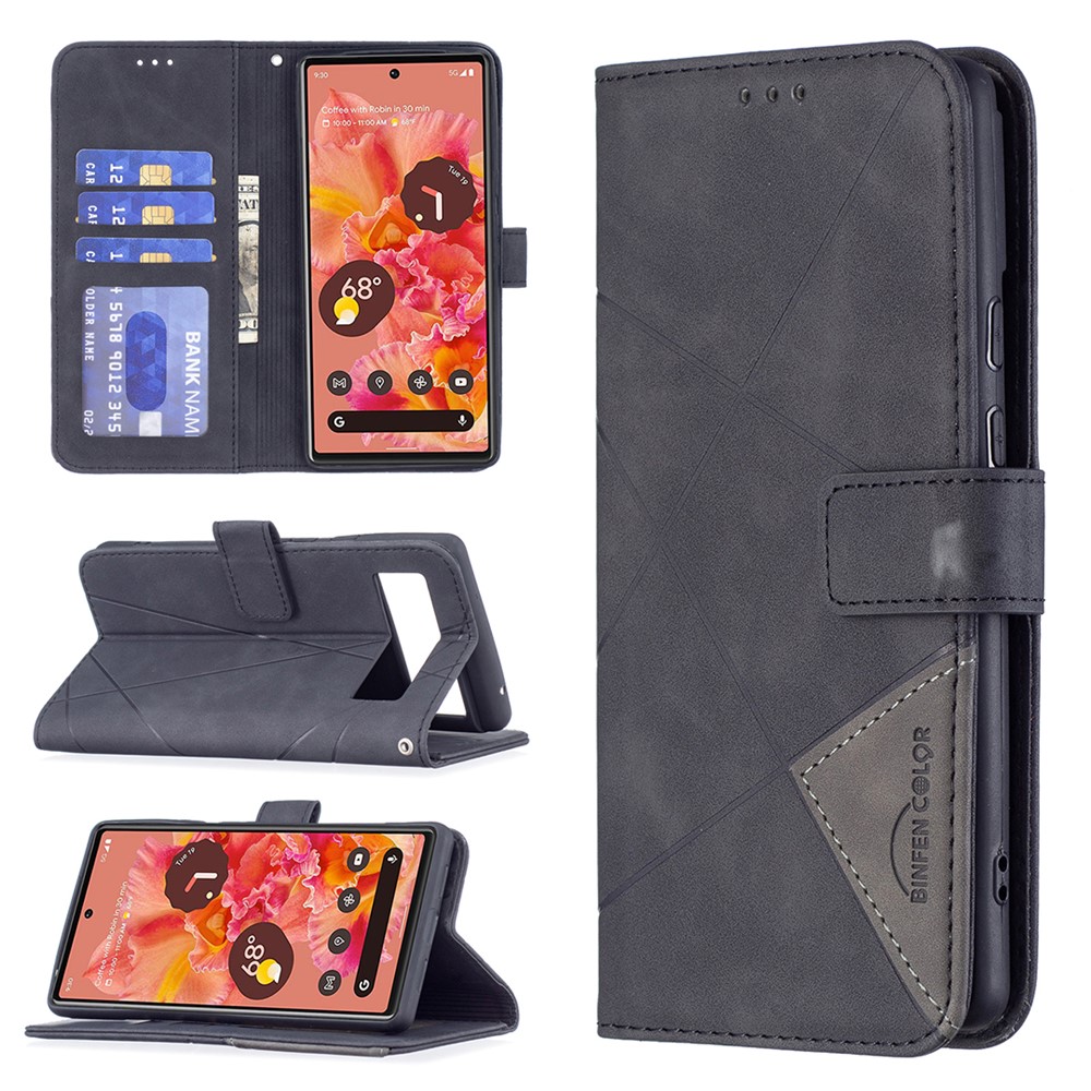 Imprinted Butterfly Pattern PU Leather Case Dual-sided Magnetic Clasp Wallet Stand Cover with Strap for Google Pixel 6 - Black-6
