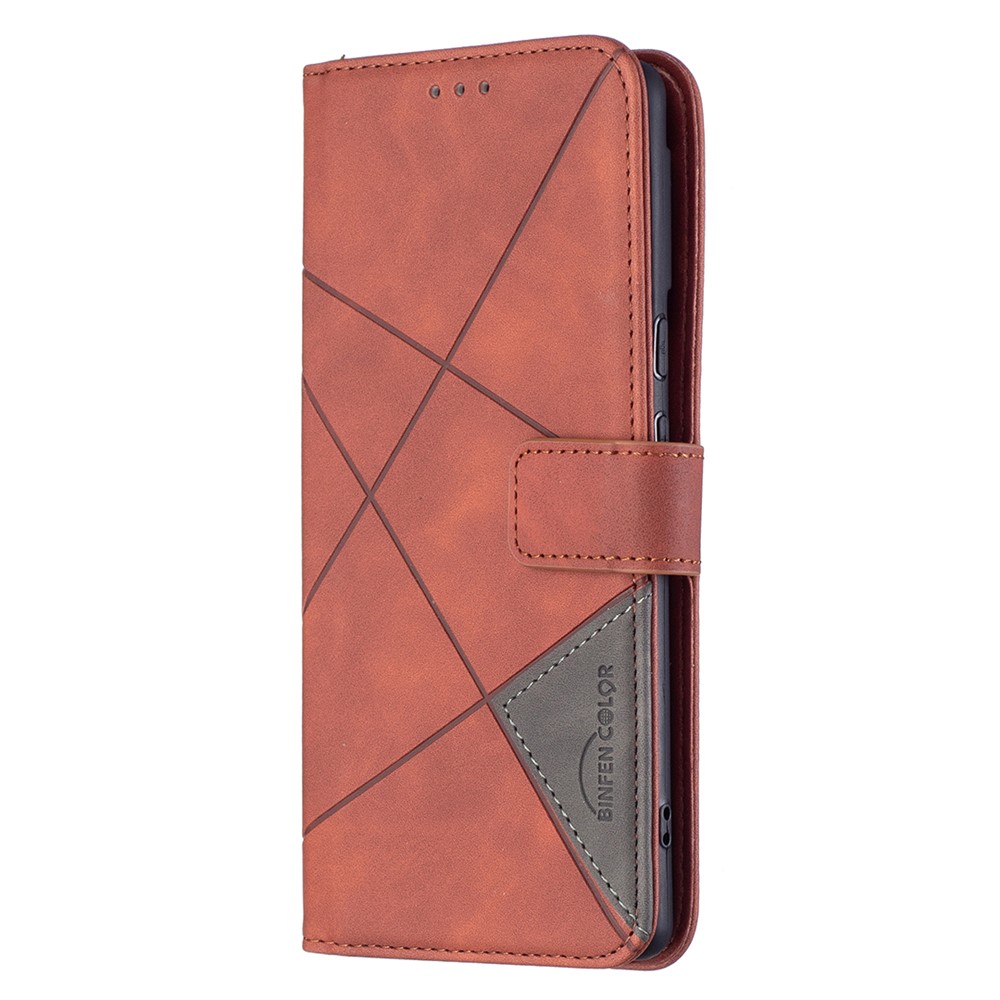 BINFEN COLOR BF05 Anti-fall Shell Geometric Imprinted Flip PU Leather Case Wallet Cover with Stand for Google Pixel 6 Pro - Brown-4