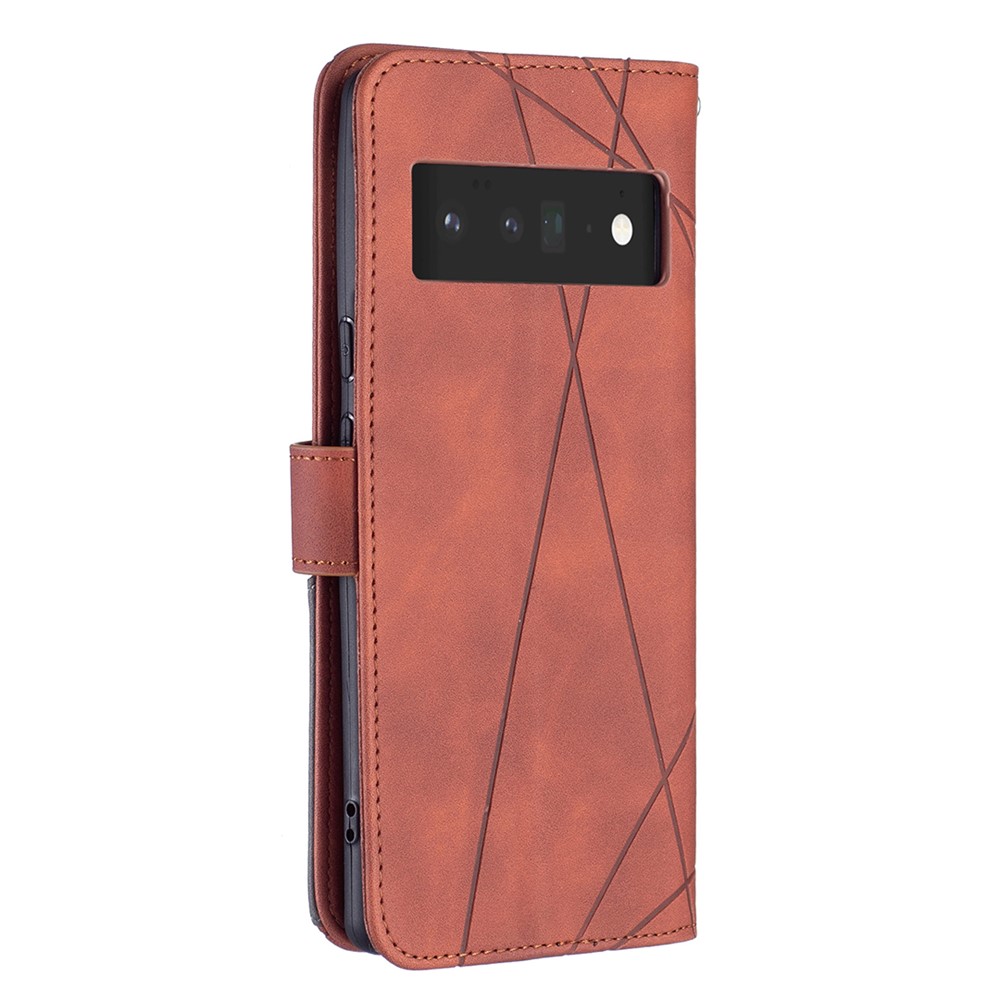 BINFEN COLOR BF05 Anti-fall Shell Geometric Imprinted Flip PU Leather Case Wallet Cover with Stand for Google Pixel 6 Pro - Brown-5