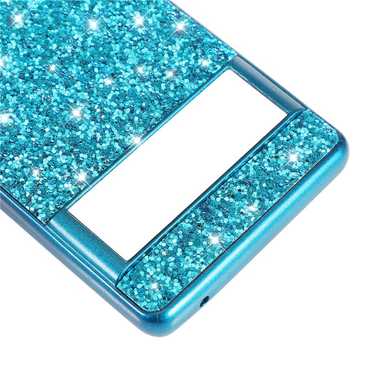 Glitter Electroplating TPU Bumper + Hard PC Back Panel Hybrid Phone Case Cover for Google Pixel 6 Pro - Blue-4
