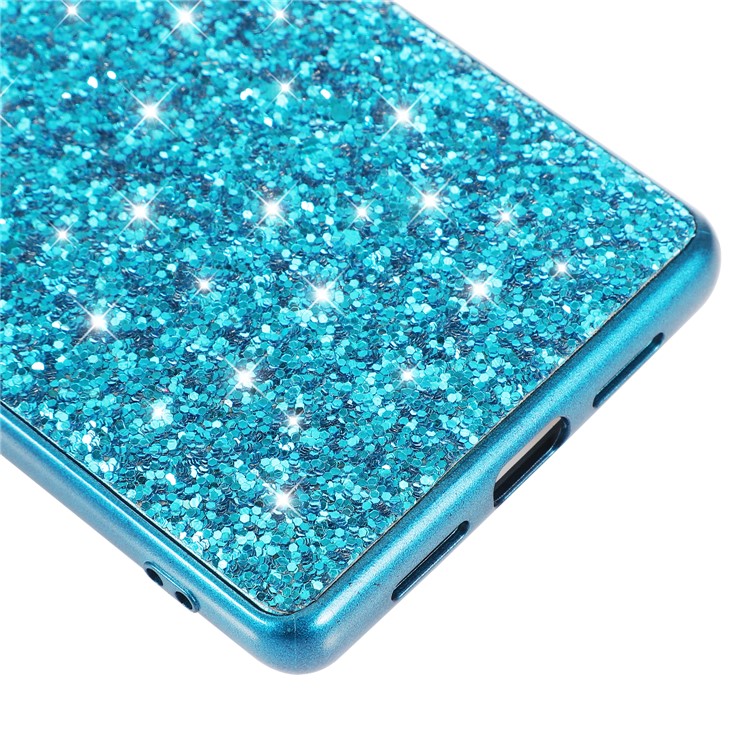 Glitter Electroplating TPU Bumper + Hard PC Back Panel Hybrid Phone Case Cover for Google Pixel 6 Pro - Blue-5