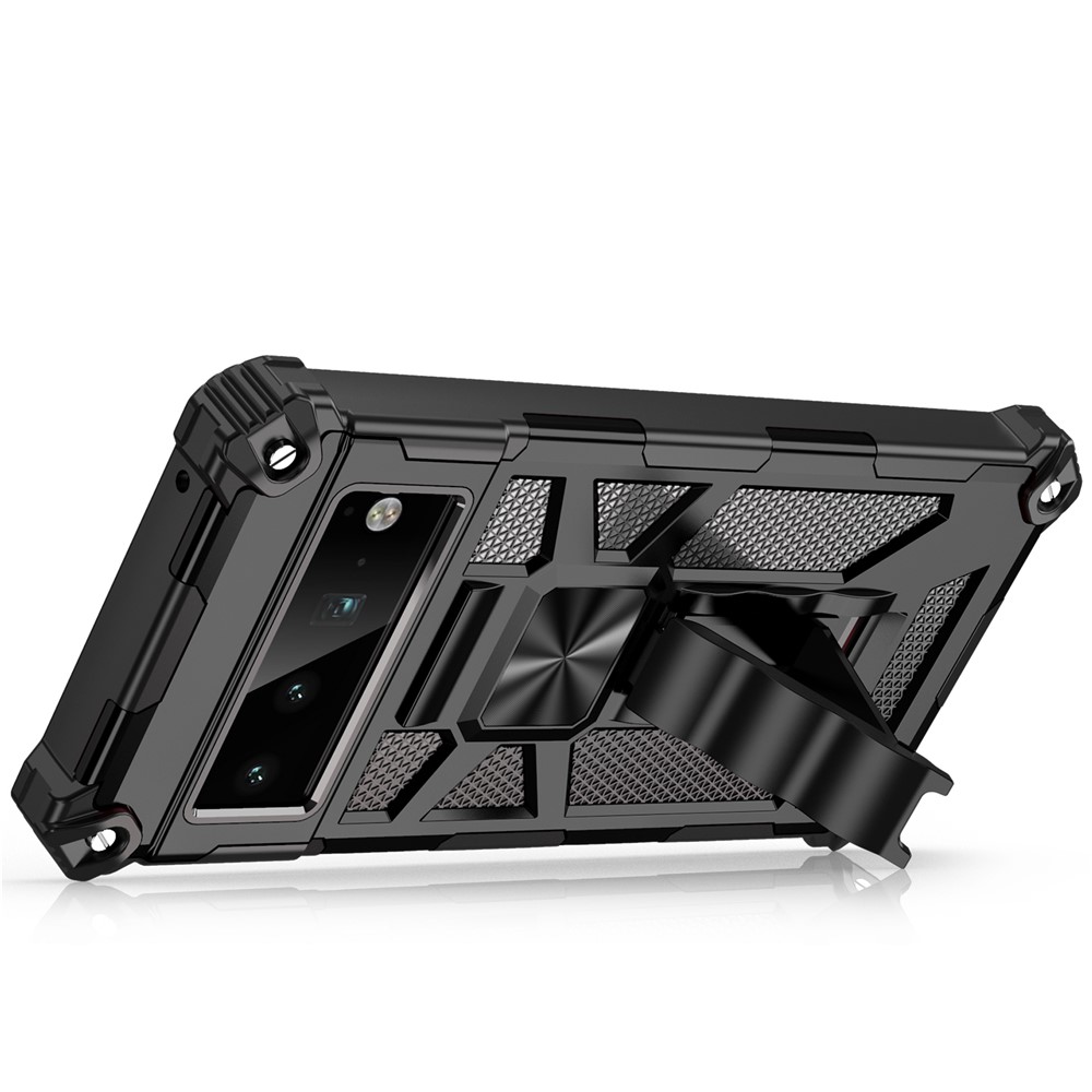 Hybrid Hard PC Soft TPU Shockproof Protective Case with Car Mount Kickstand for Google Pixel 6 Pro - Black-7