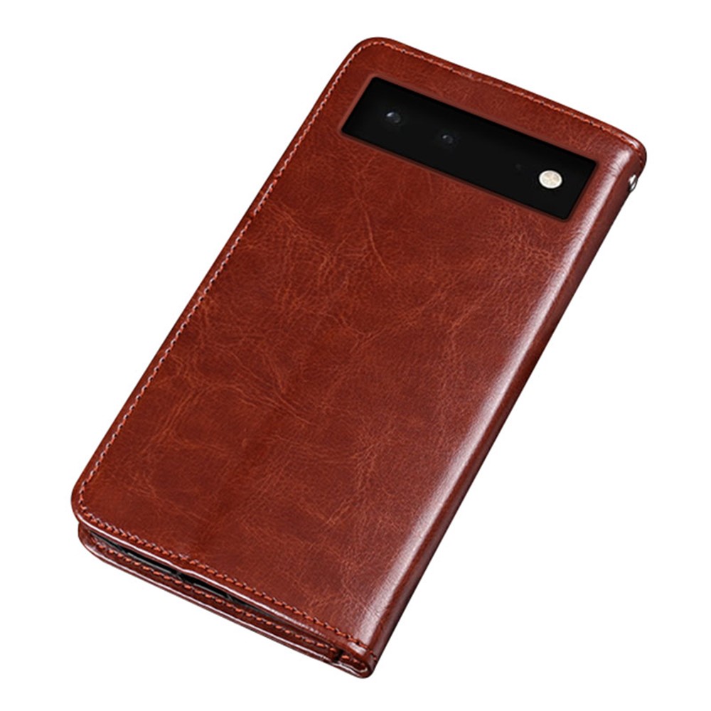IDEWEI Shockproof Phone Bag Case PU Leather + TPU Case All-round Protection Stand Wallet Phone Cover for Google Pixel 6 - Brown-3