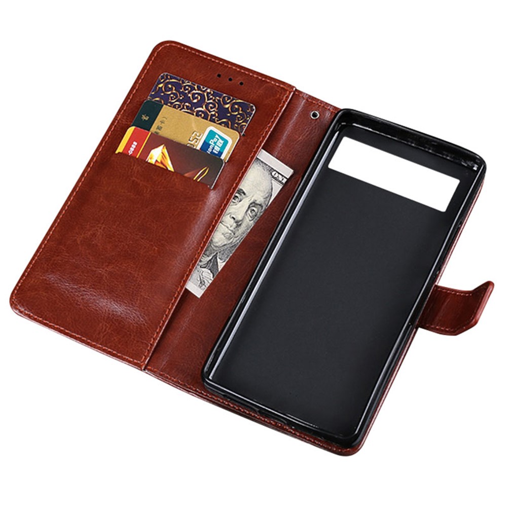 IDEWEI Shockproof Phone Bag Case PU Leather + TPU Case All-round Protection Stand Wallet Phone Cover for Google Pixel 6 - Brown-4