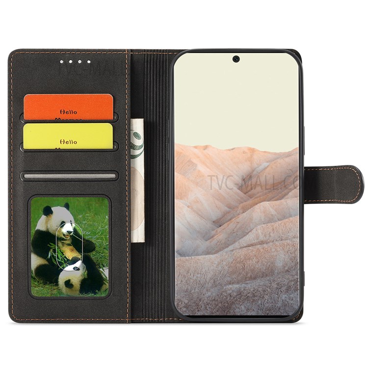 Anti-scratch Matte PU Leather Magnetic Closure Wallet Stand Phone Case with RFID Blocking Function for Google Pixel 6 - Black-4