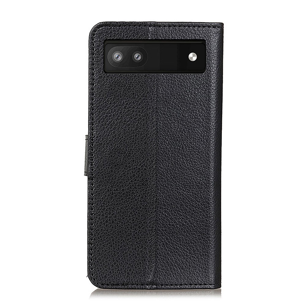 Litchi Texture PU Leather Case Hands-free Stand Design Phone Wallet Cover for Google Pixel 6a - Black-3