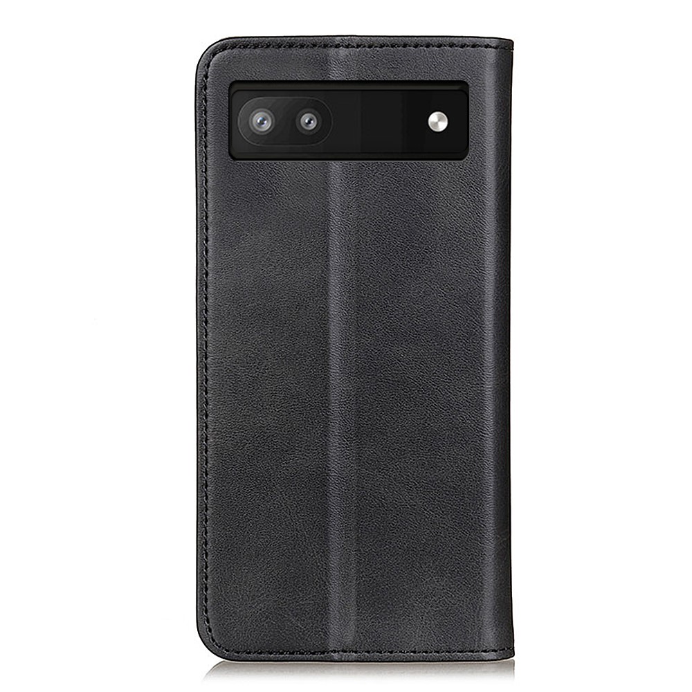 Magnetic Auto-absorbed Solid Color Split Leather + TPU Stand Wallet Case for Google Pixel 6a - Black-3