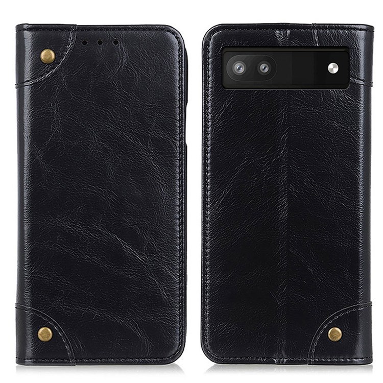 Magnetic Adsorption Protective Leather + TPU Case Phone Cover with Stand Wallet for Google Pixel 6a - Black-1