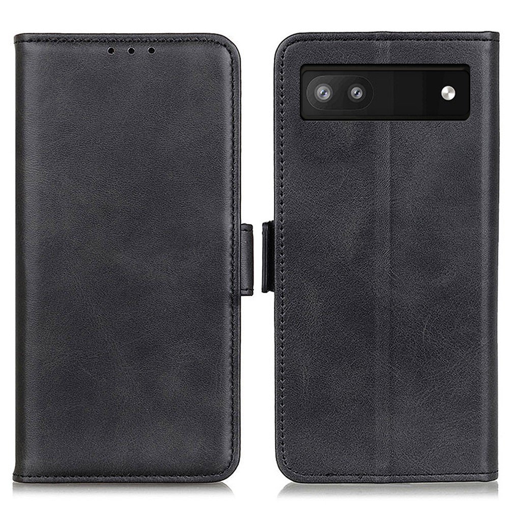 Anti-scratch Drop-proof PU Leather + Inner TPU Stand Wallet Phone Case Cover for Google Pixel 6a - Black-1