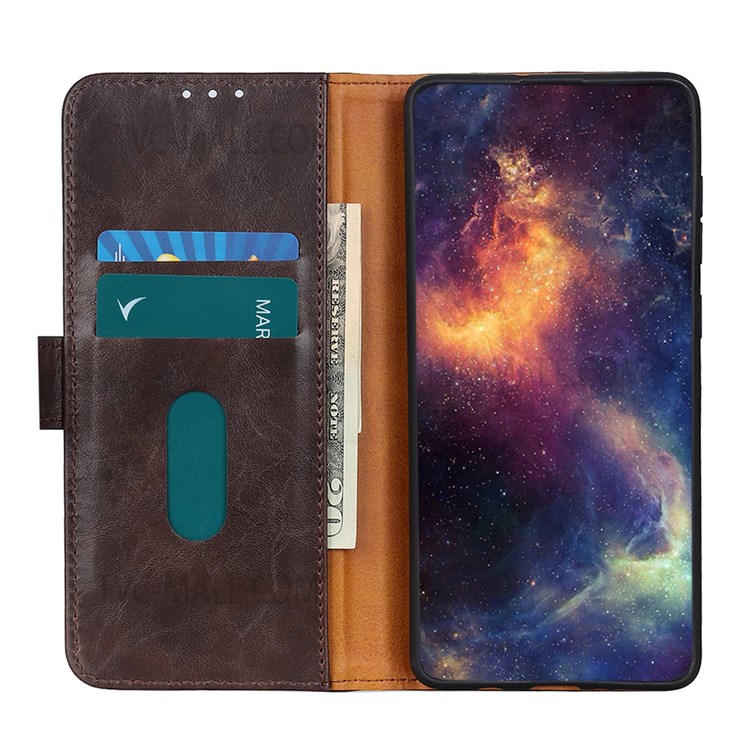 KHAZNEH Drop-proof PU Leather Adjustable Stand Wallet Design Protective Phone Cover Case for Google Pixel 6a - Brown-5